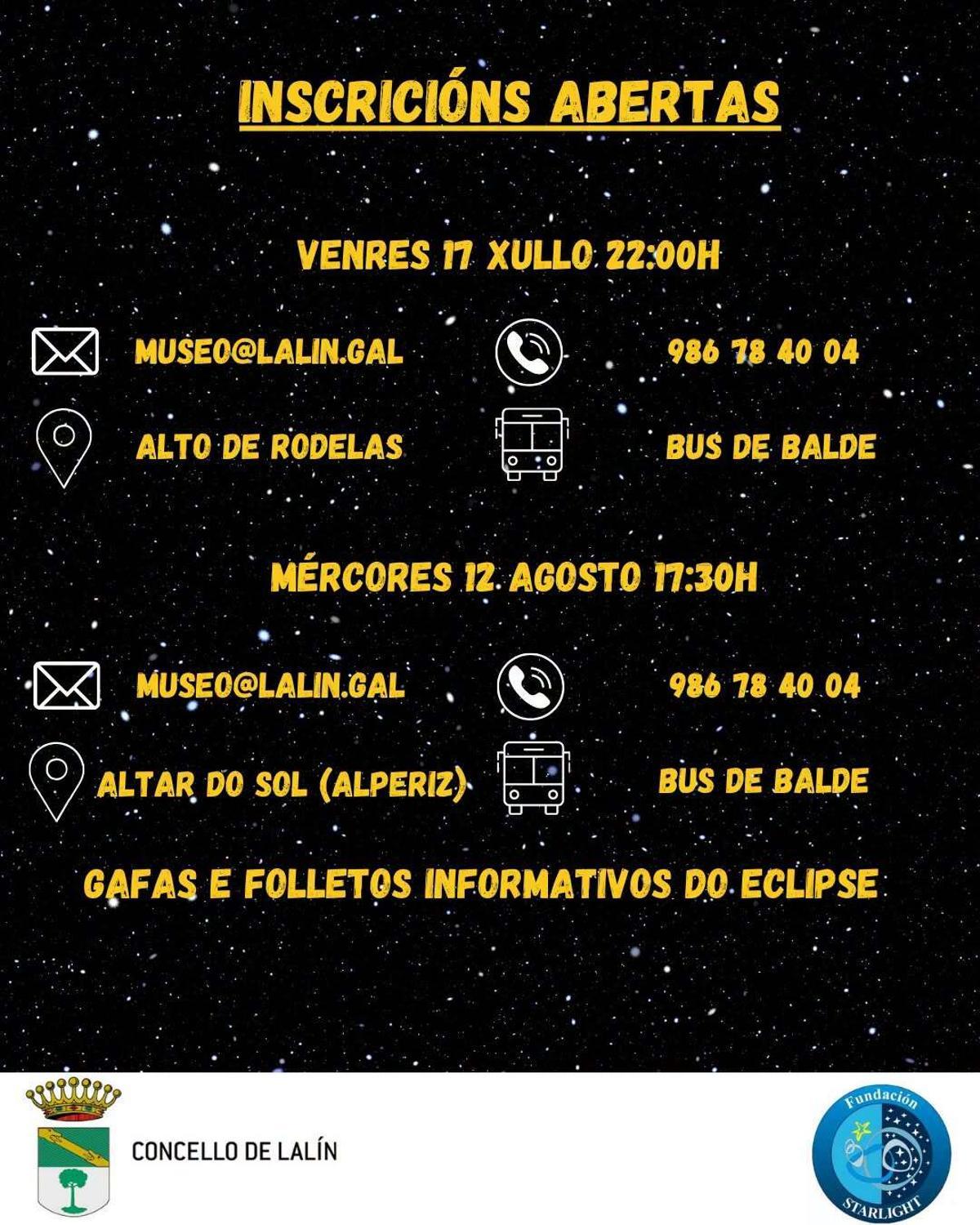 Cartel promocional de los eventos astronómicos en Lalín