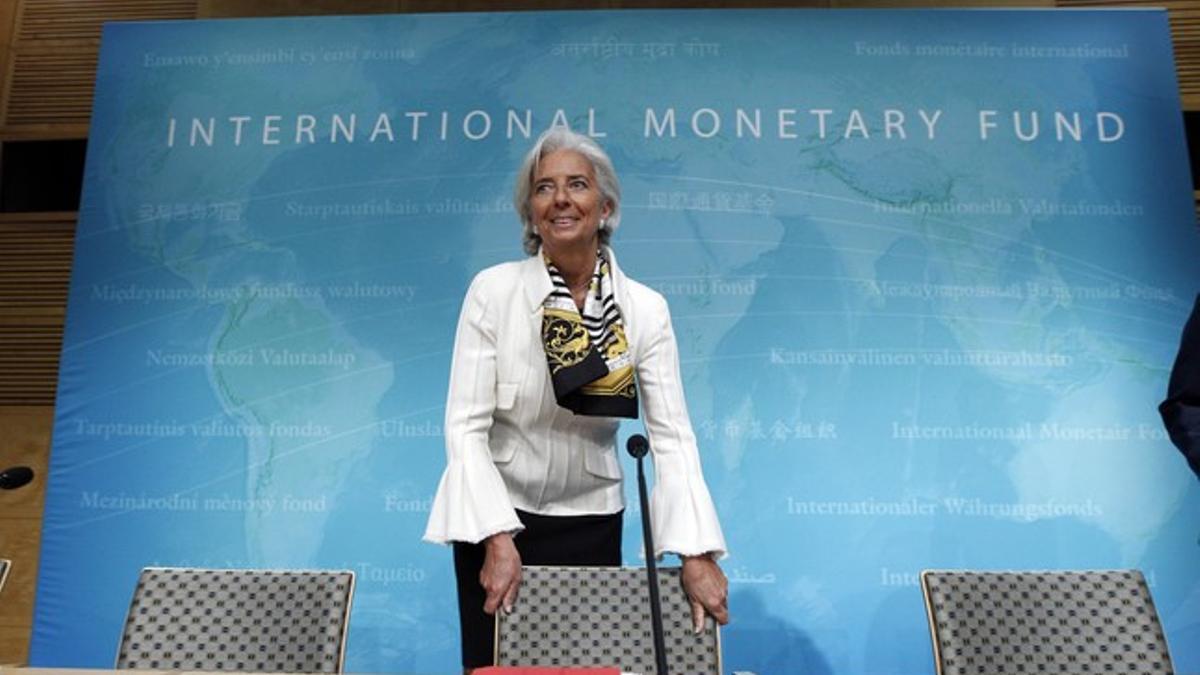 La directora del FMI, Christine Lagarde, en una rueda de prensa, el pasado 14 de junio en Washington.