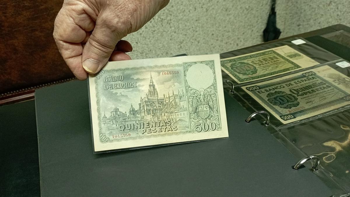 Billete de 500 pesetas de 1940, que se emitió sin marca de agua.
