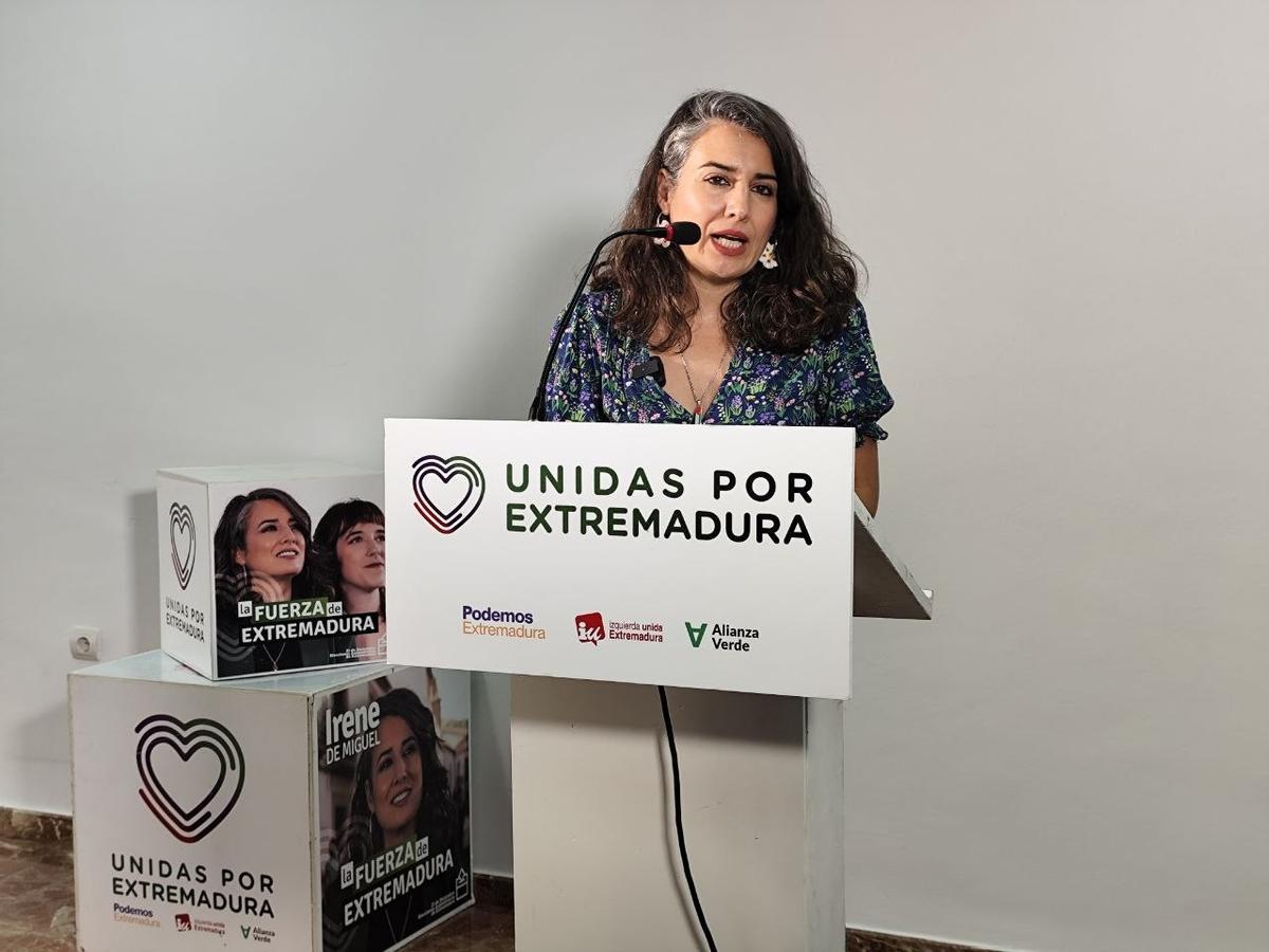 Irene de Miguel, portavoz del Grupo Parlamentario de Unidas por Extremadura.