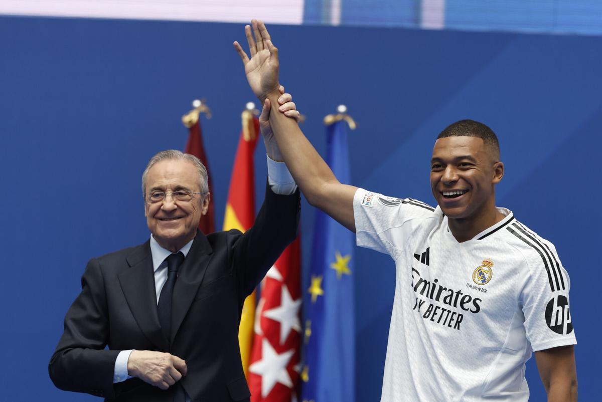 Florentino y Mbappé, en la presentación del francés