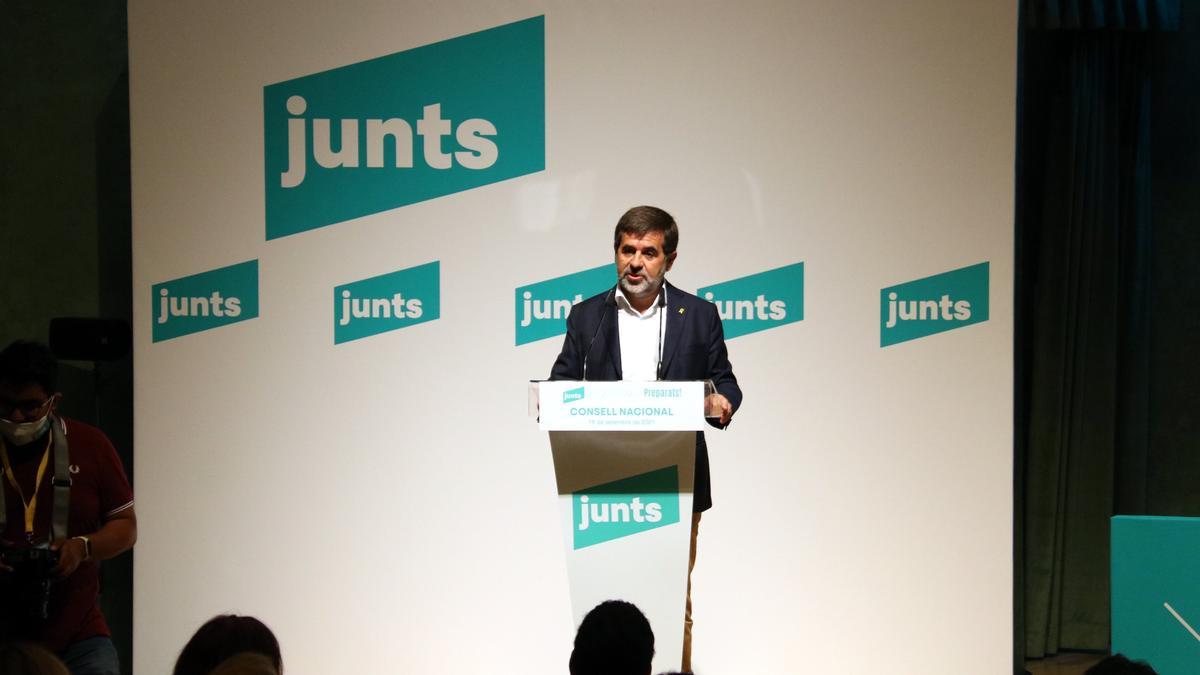 El secretari general de JxCat, Jordi Sànchez, durant el seu discurs al Consell Nacional de la formació