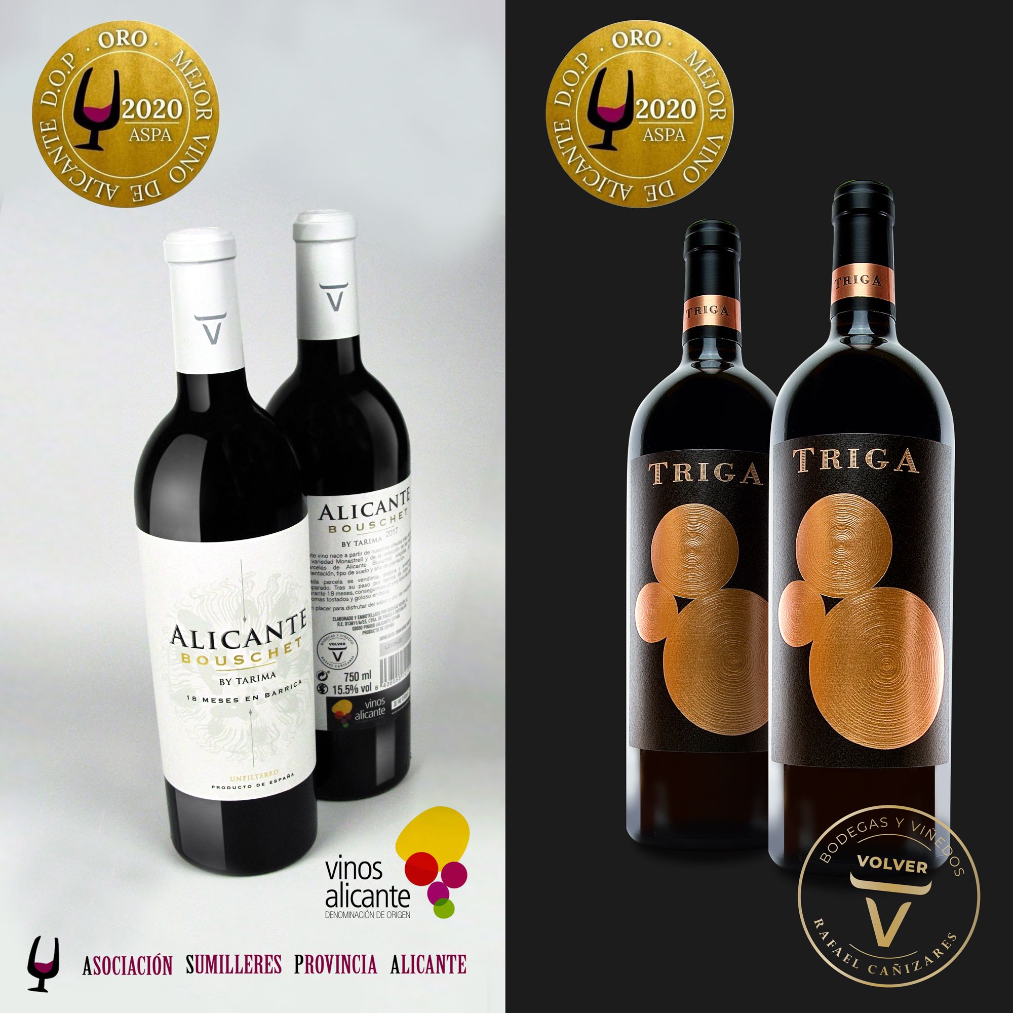 Alicante Bouschet y Triga, mejores vinos de Alicante 2020.