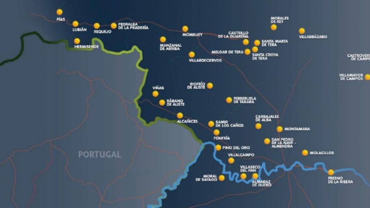 Mapa con los municipios asociados al autoconsumo compartido en Zamora. | Cedida