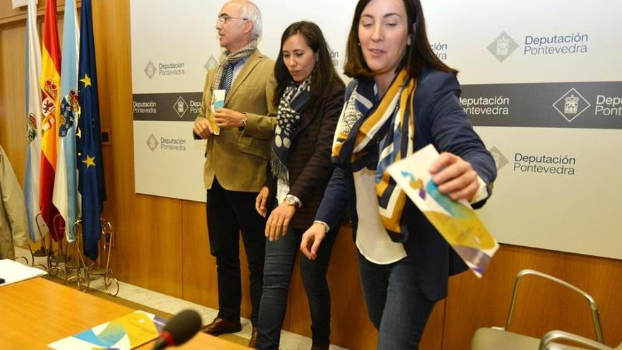 José Carlos Millán, presidente de la SGX, la diputada Ana Isabel Vázquez y Lucía Saborido, organizadora del congreso.