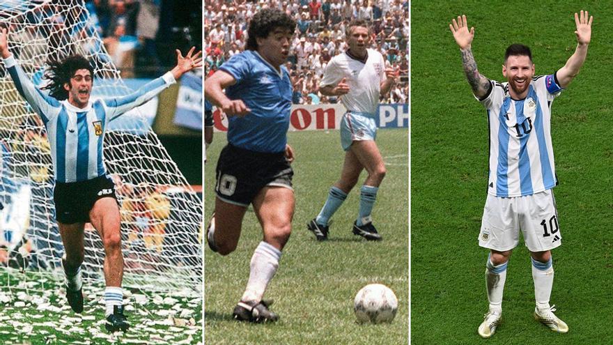 Kempes 78’, Maradona 86’ y Messi 22’