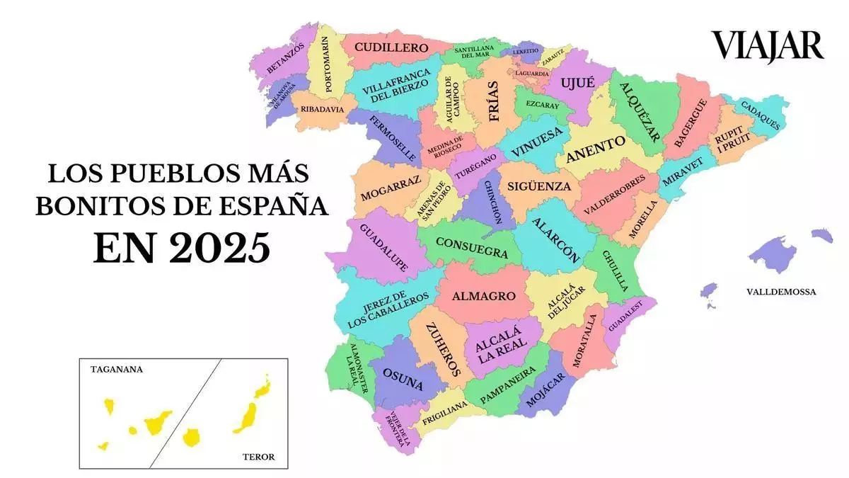 El mapa de España con el pueblo más bonito de cada provincia en 2025