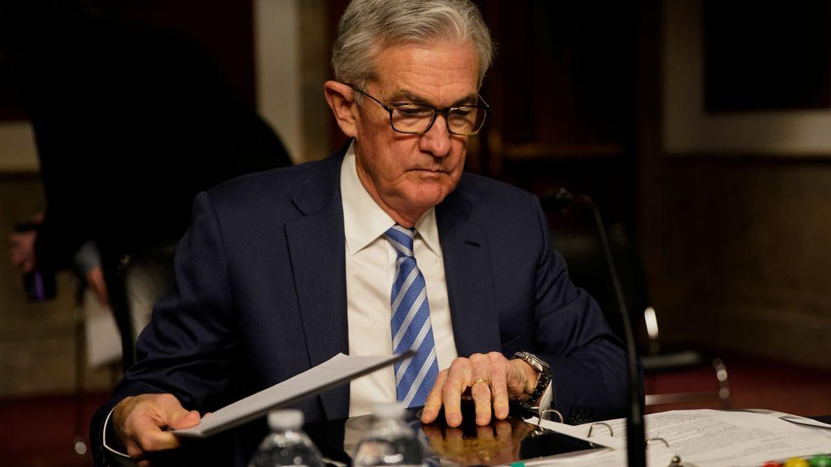 El presidente de la Reserva Federal, Jerome Powell, durante su comparecencia en el Senado de EEUU, este martes.