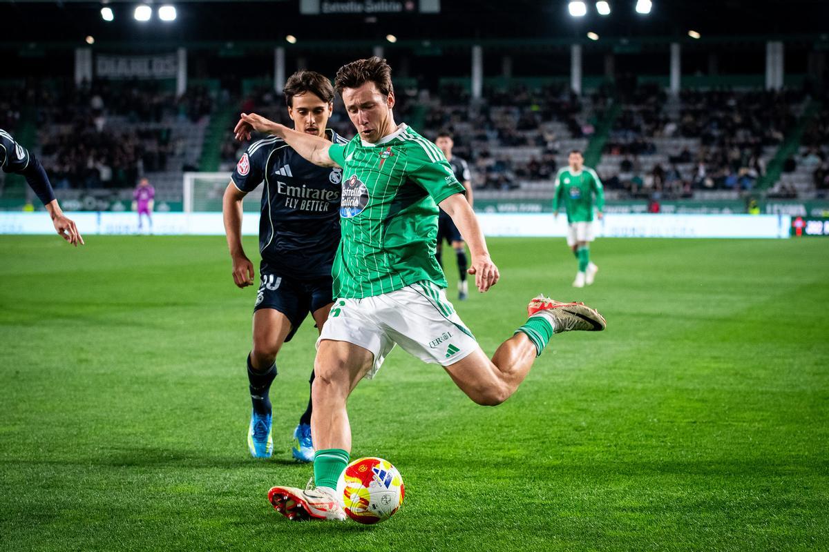 Saúl García, en el encuentro del Racing de Ferrol ante el Madrid Castilla