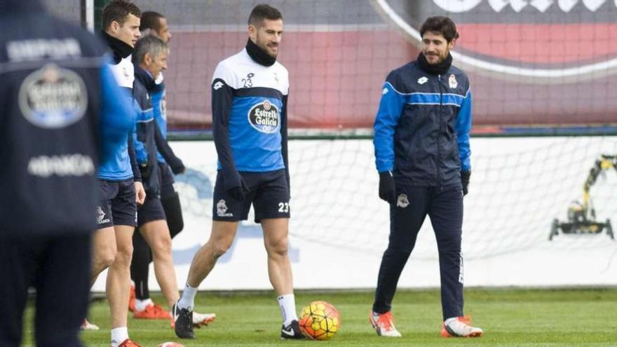 Lopo y Víctor, durante un entrenamiento en la ciudad deportiva.