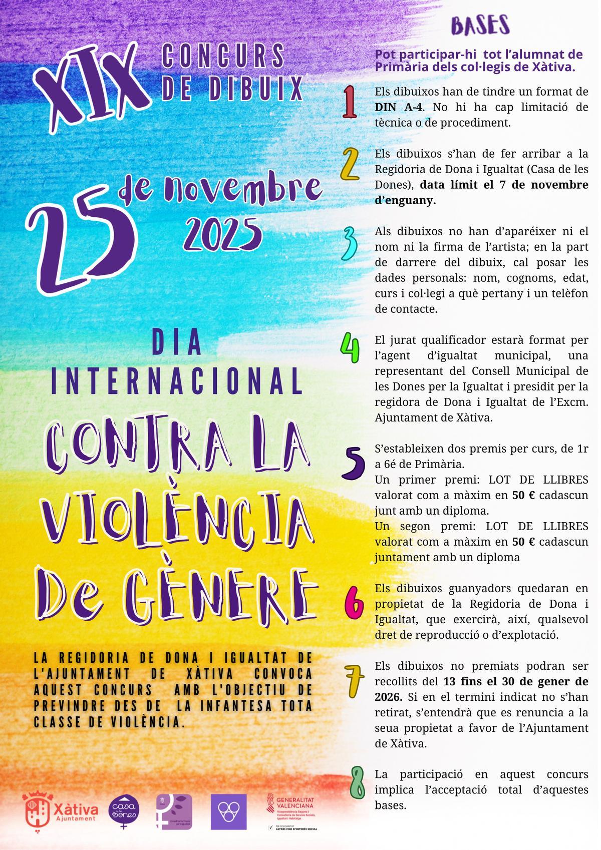Cartel del Concurs de Dibuix del 25N en Xàtiva.