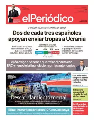 La portada de EL PERIÓDICO del 19 de enero de 2026