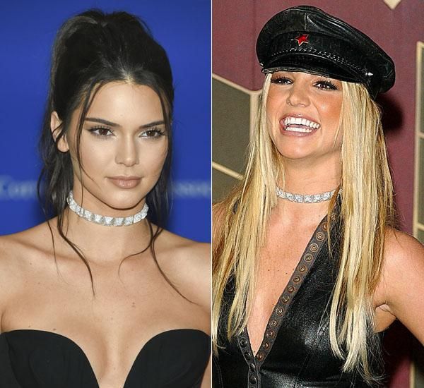 Kendall Jenner y Britney Spears, mismo collar, 14 años de diferencia