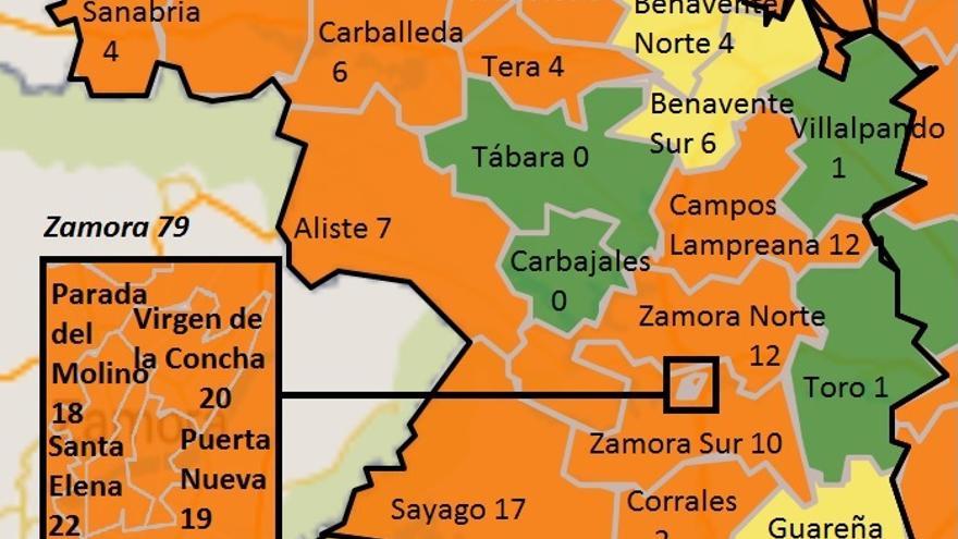 Mapa de contagios COVID en la última semana