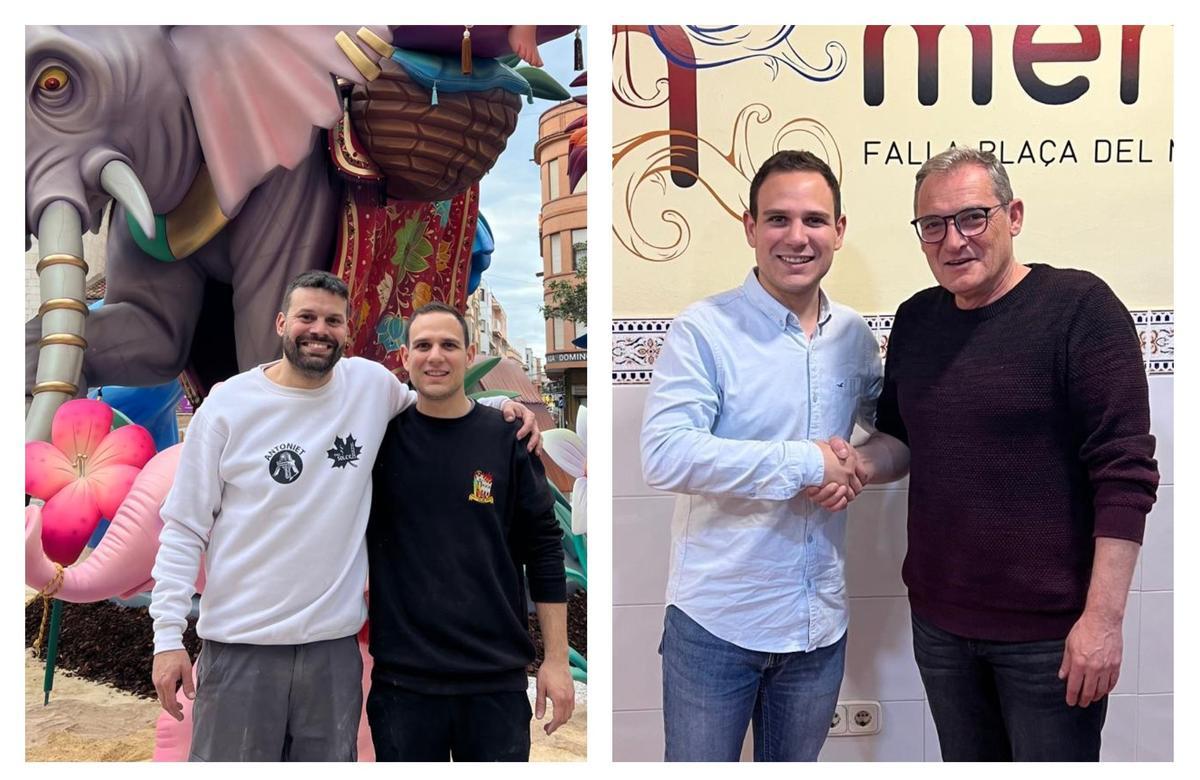 Pablo Soler, presidente de Mercat, con los artistas Pau Soler y Vicent Cabanilles.