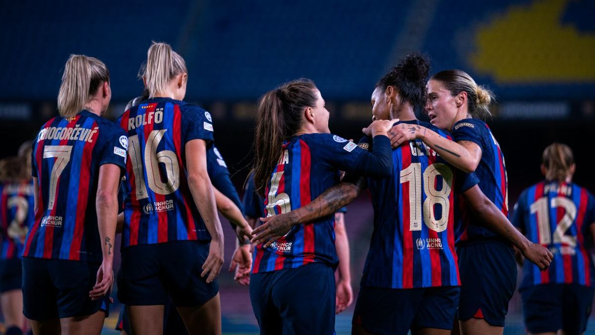 El Barça celebrando un gol en el Camp Nou