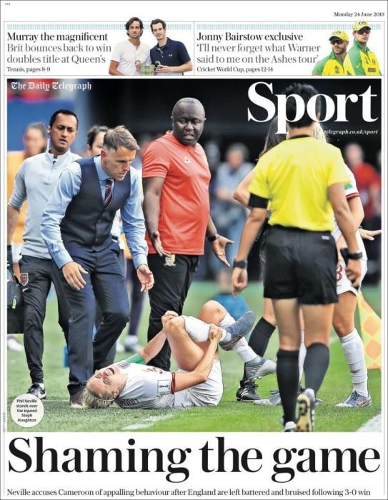 Portada TELEGRAPH SPORT lunes 24 de junio de 2019.