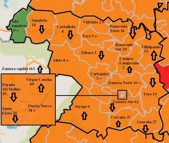 Mapa de contagios COVID por zonas básicas de salud