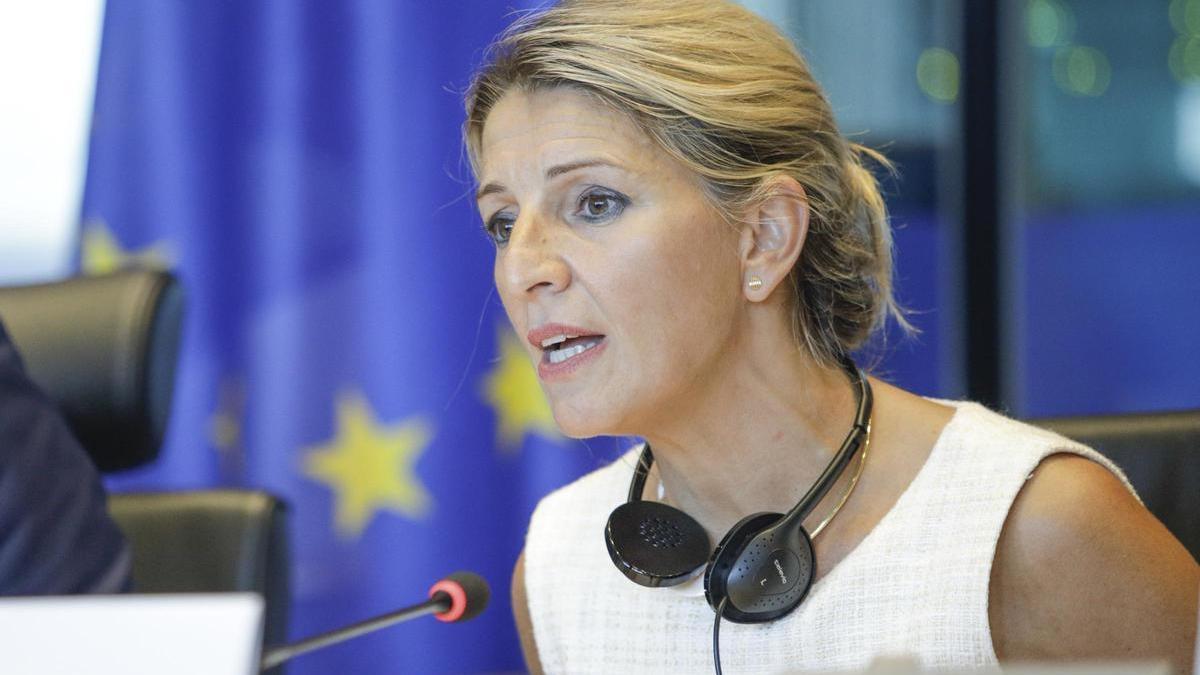 La vicepresidenta Yolanda Díaz, el miércoles, en Bruselas.