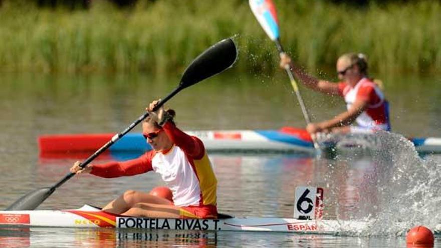 Teresa Portela durante la prueba del K1 200 metros