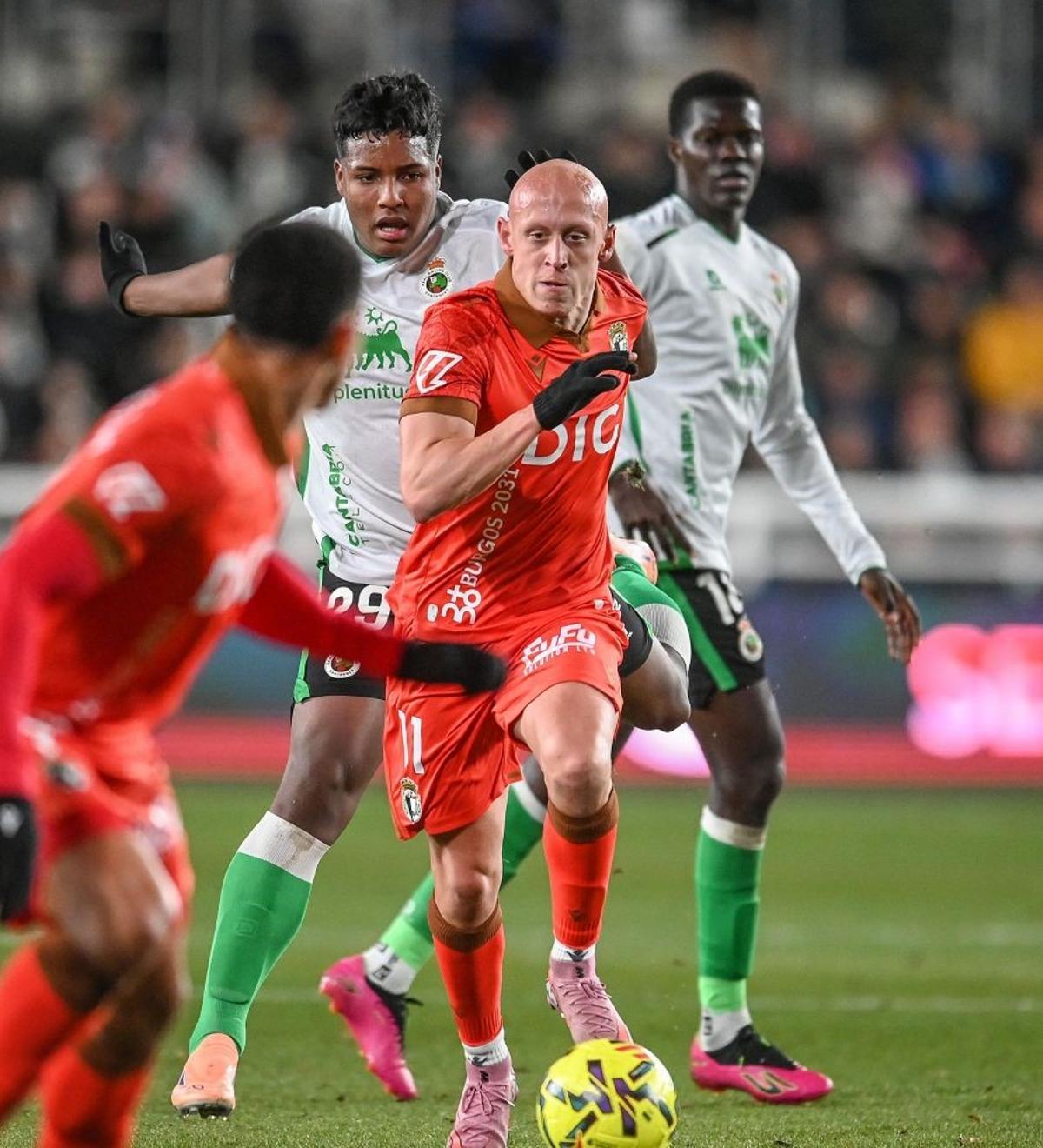 Mollejo, en el partido del Burgos ante el Racing.