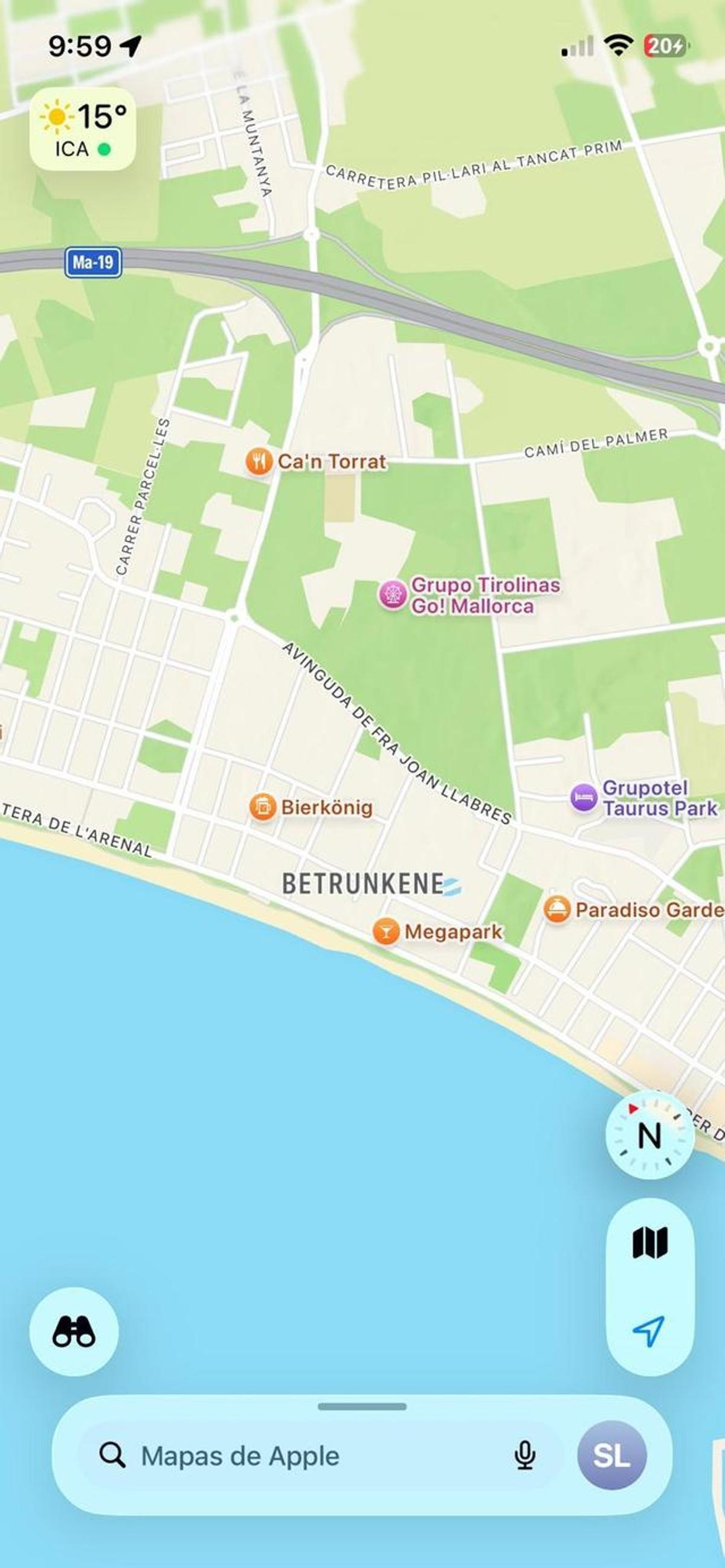 La zona de Ballermann ahora se llama "Betrunkene" en Apple Maps.
