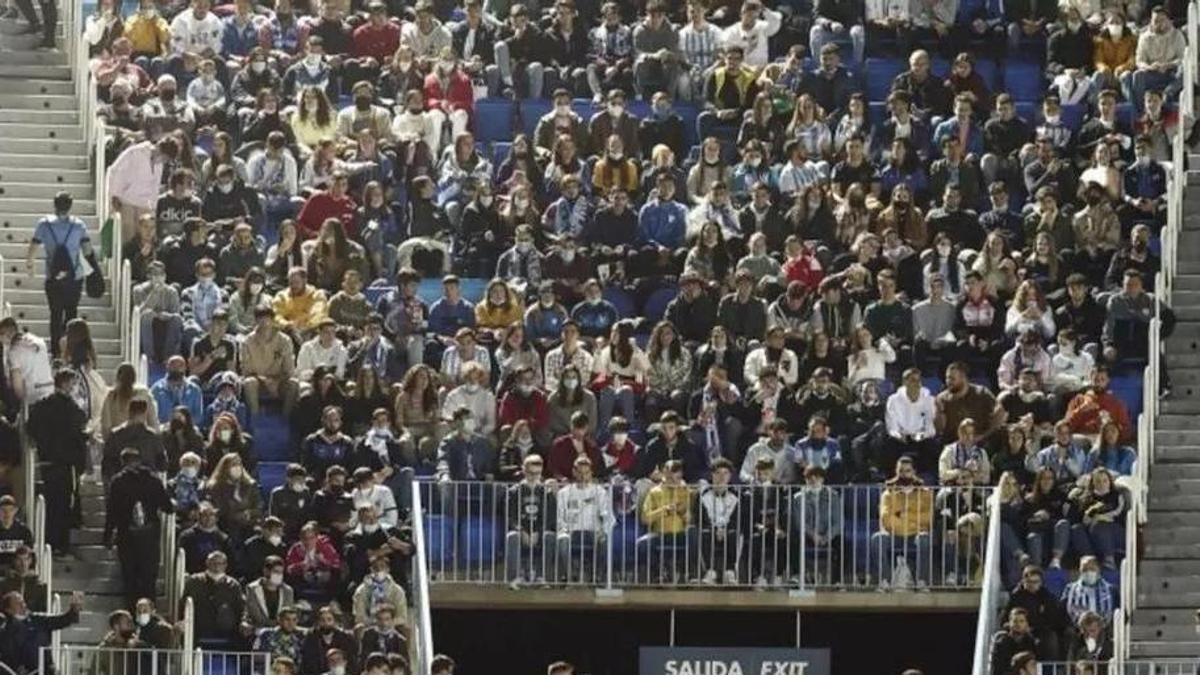 Una parte de la grada de La Rosaleda, estadio del Málaga