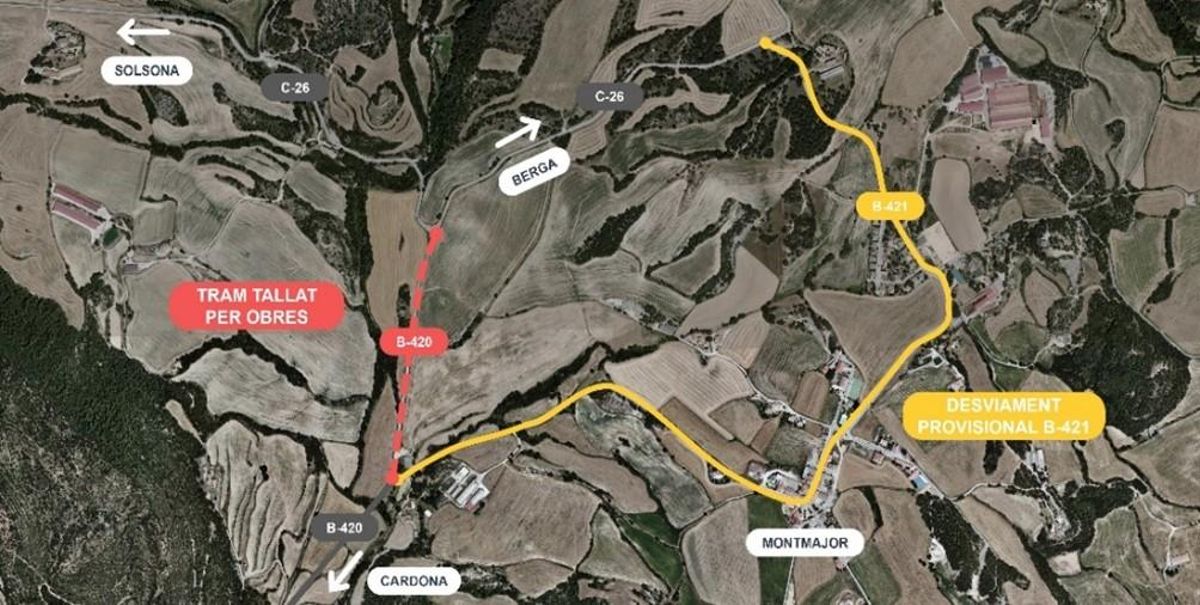Mapa del tall de trànsit a la carretera B-420
