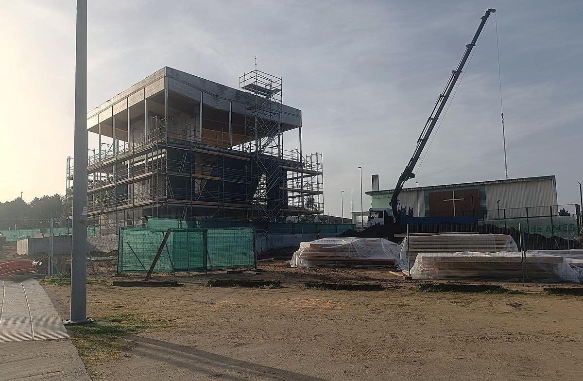 Estado de las obras del multifuncional este martes en Milladoiro