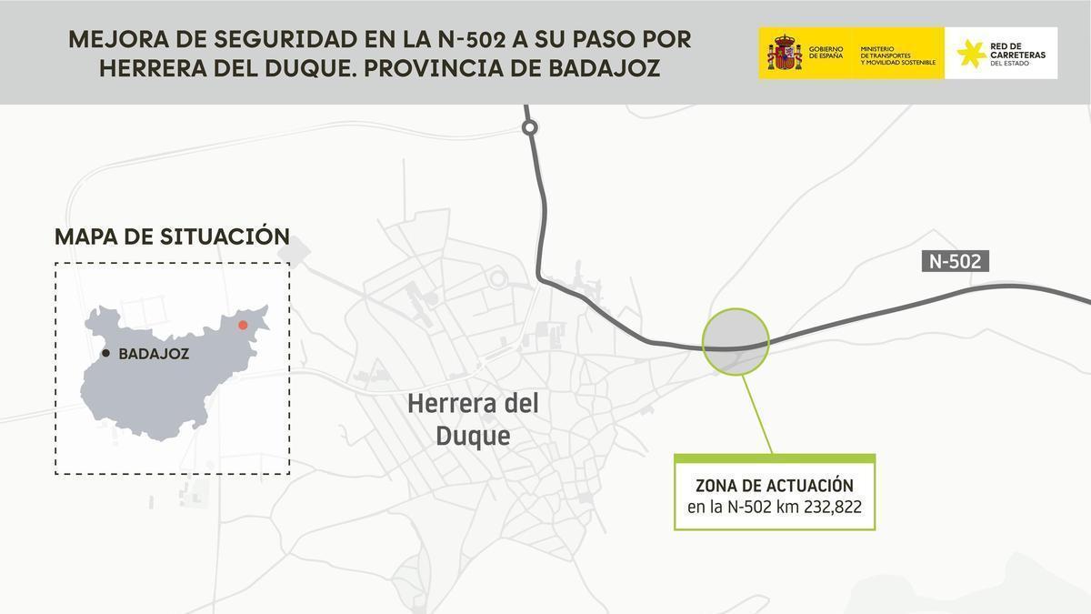 Actuación de renovación de la N-502 a su paso por Herrera del Duque.