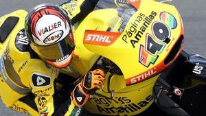 ELMOGP. Le Mans (France), 07/05/2016.- Spanish Moto 2 rider Alex Rins of Paginas Amarillas HP 40 in action during the Qualifying of the French motorcycling Grand Prix at Le Mans race track, Le Mans, France, 07 May 2016. (Motociclismo, Francia) EFE/EPA/EDDY LEMAISTRE