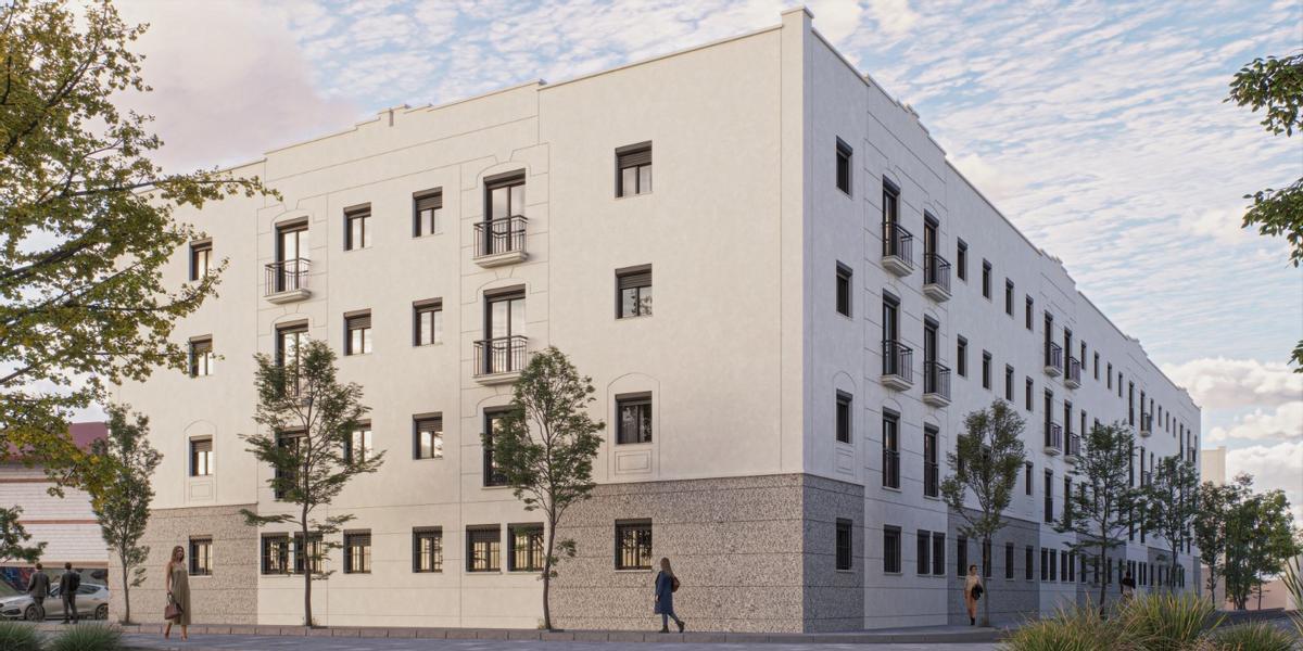 Recreación del bloque de VPO de Lyra Home en La Palma del Condado.