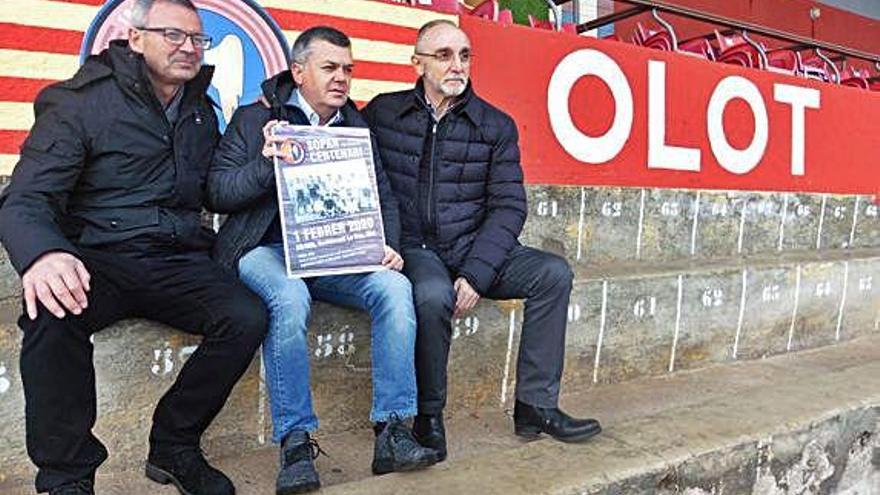 Pep Solés, Carles Llorens i Joan Agustí, ahir a l&#039;estadi.