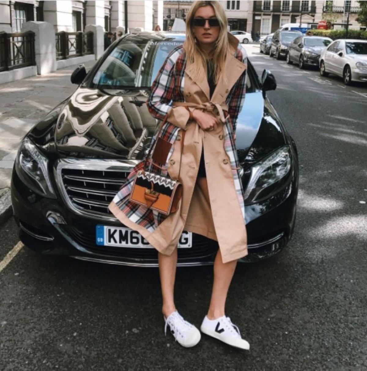 Las zapatillas preferidas de las 'influencers': con trench, total look otoñal