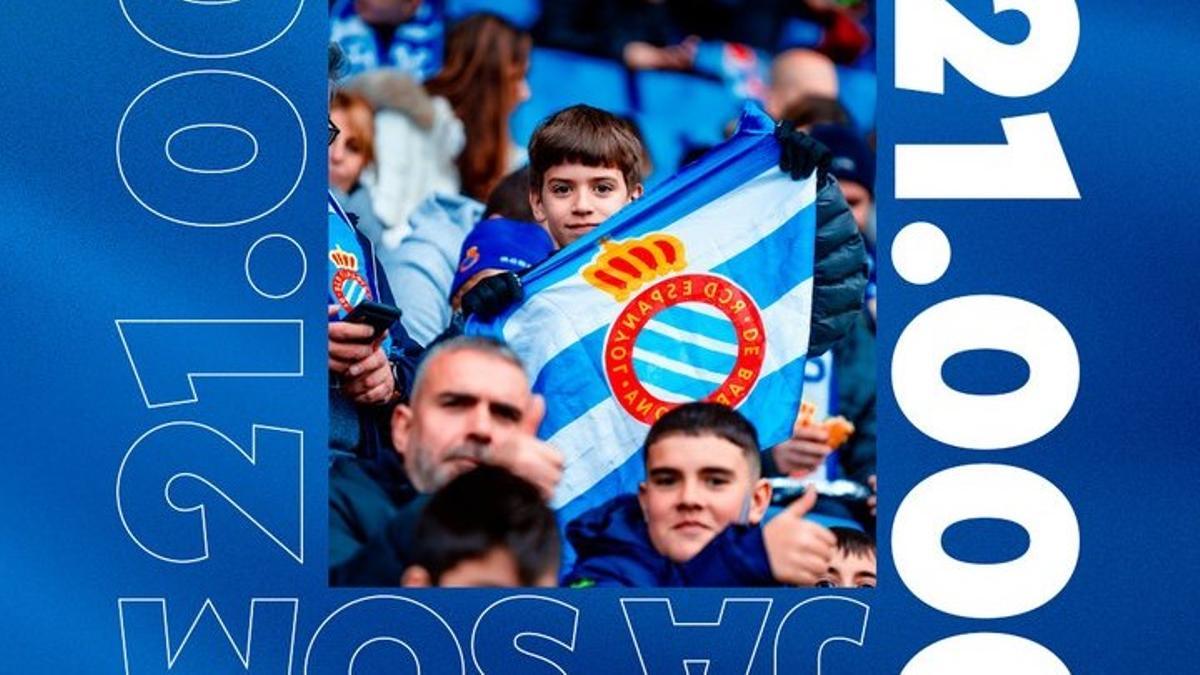 El Espanyol anuncia que tiene 21.000 abonados para la temporada 23-24 en Segunda.