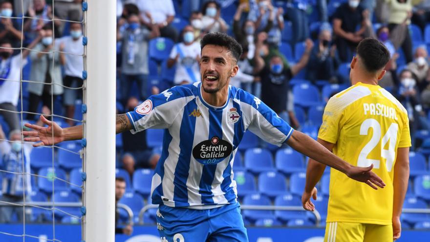 Quiles celebra su gol ante el Badajoz