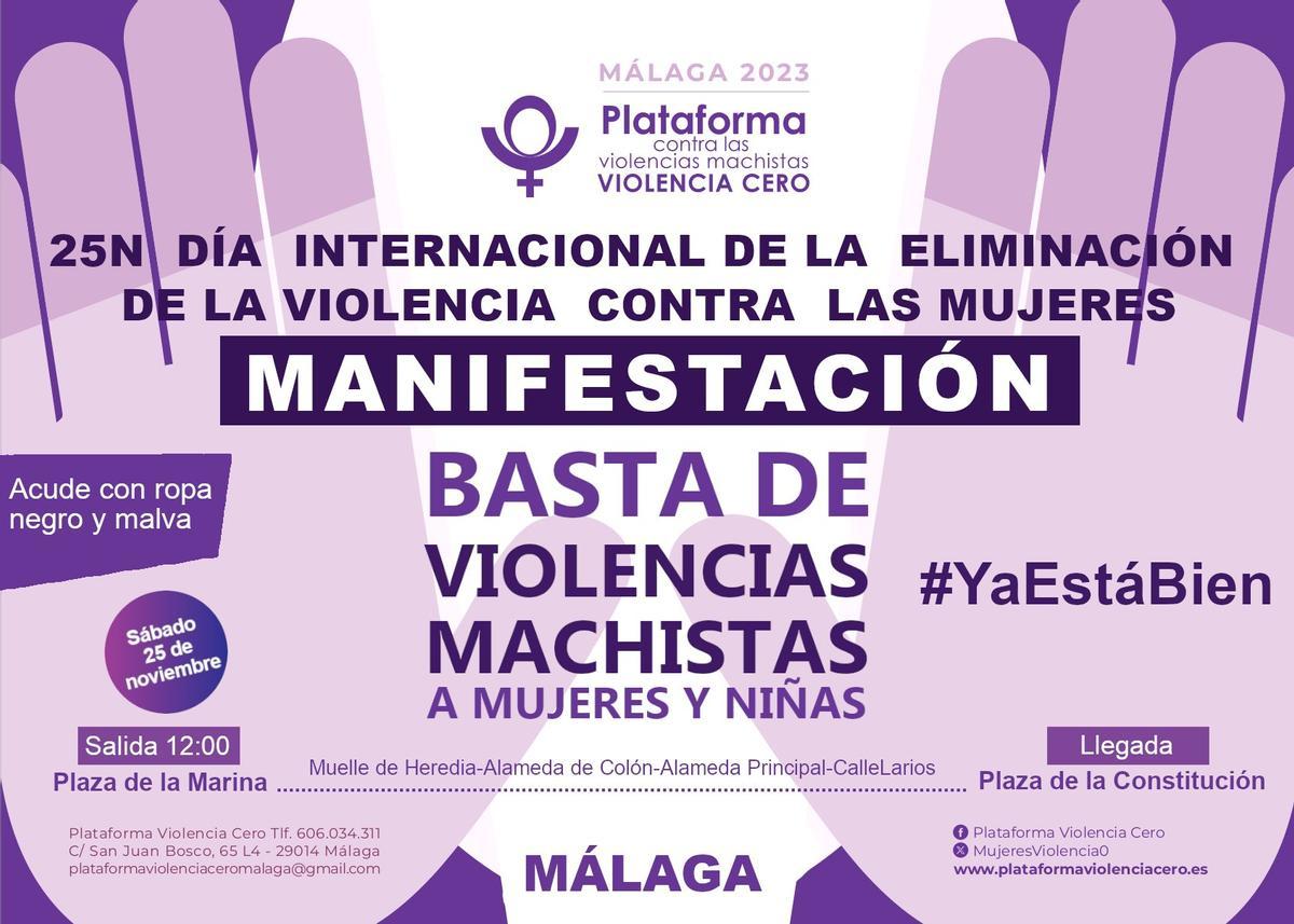 Cartel de la manifestación por el 25N de Málaga.