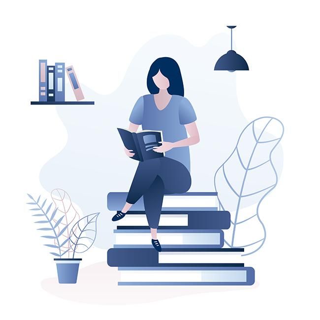 Ilustración de mujer leyendo