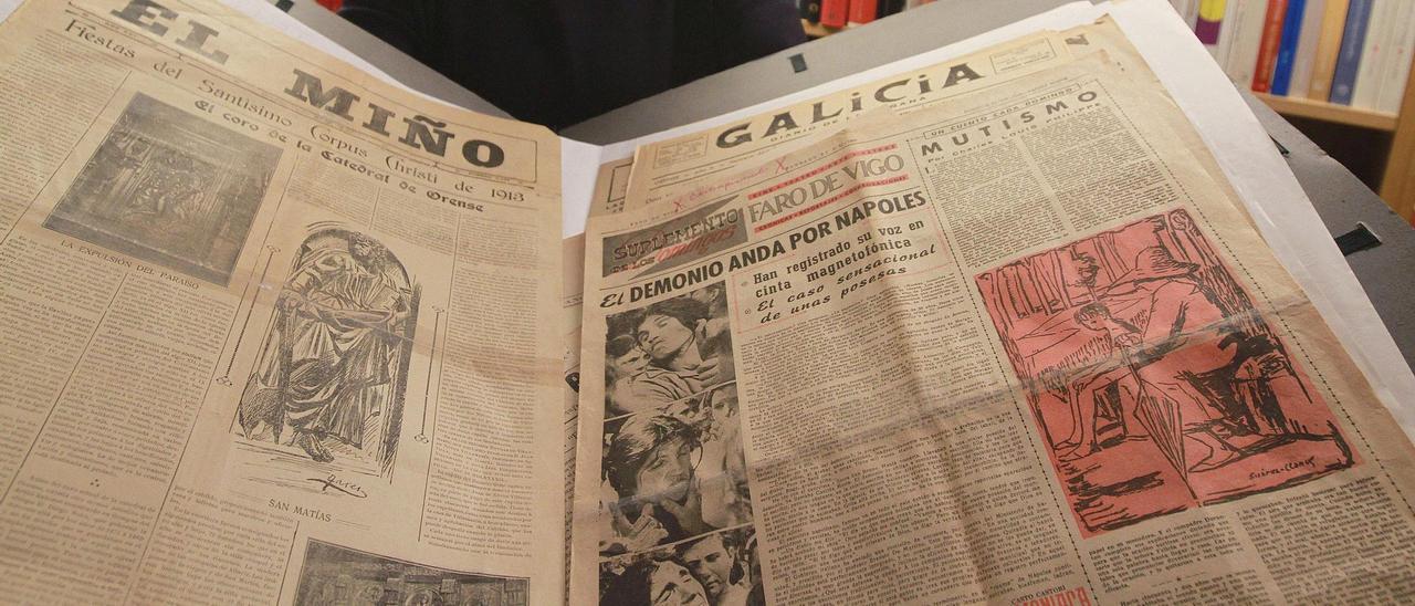 Dos recortes de prensa de los fondos de Alberto Vilanova, uno de ellos Faro de Vigo.