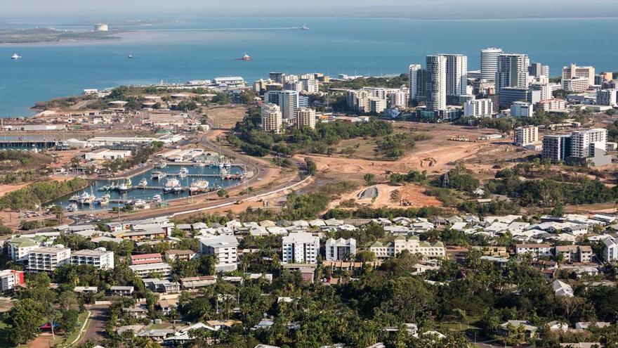 Vista aérea del puerto de Darwin, al norte de Australia.