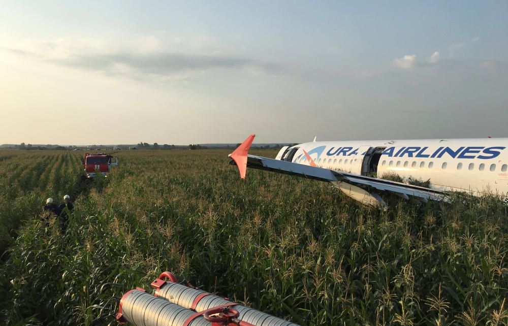 Un avió realitza un aterratge d'emergència en un camp de blat de moro prop de Moscou