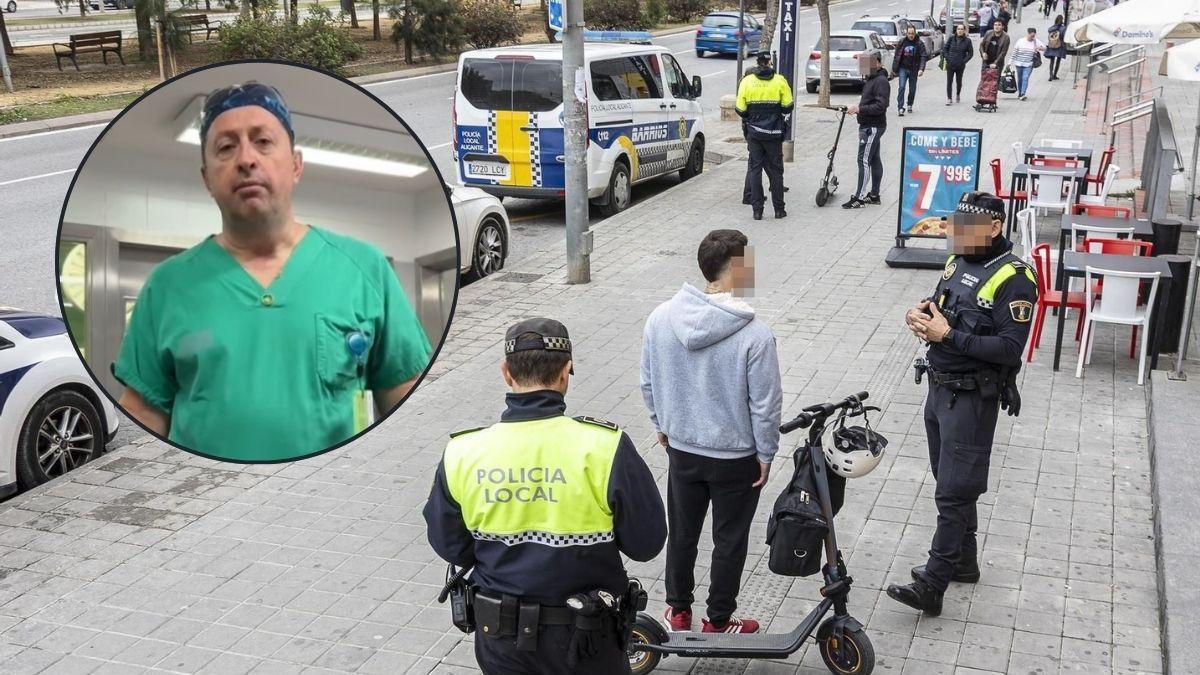 La Policía Local de Elche realiza controles de velocidad a patinetes en el IES Vicente Verdú