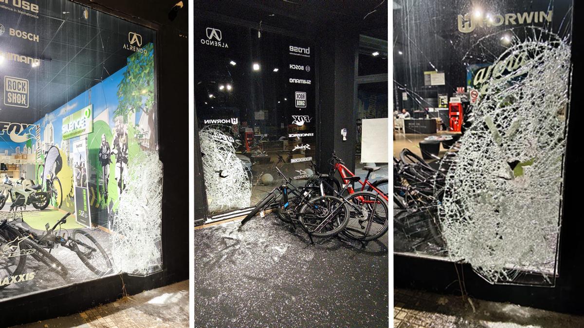 Vídeo: Alunizaje en una tienda de bicis eléctricas de Castelló, los ladrones usan un hacha y una palanca
