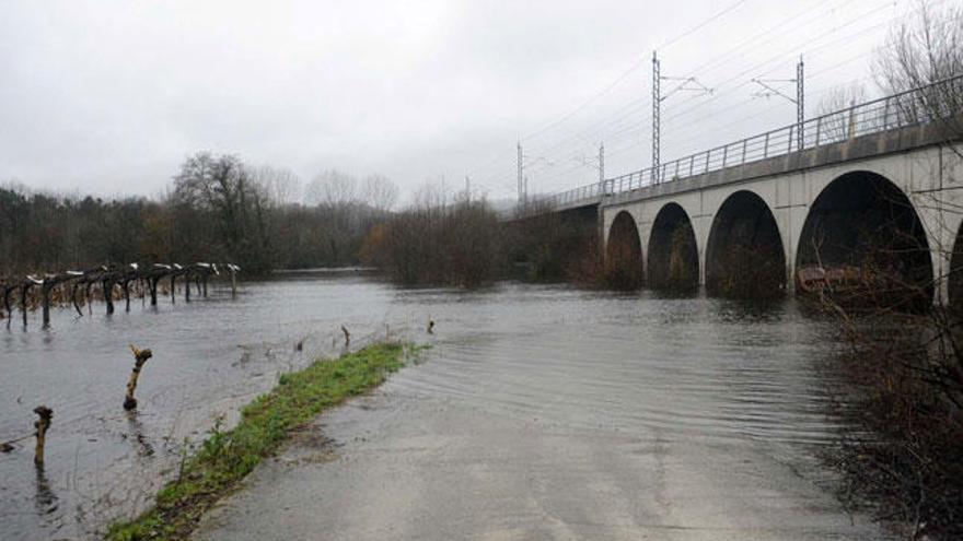 El cauce del río Umia mantuvo en alerta a los vecinos de Meis // N.Parga