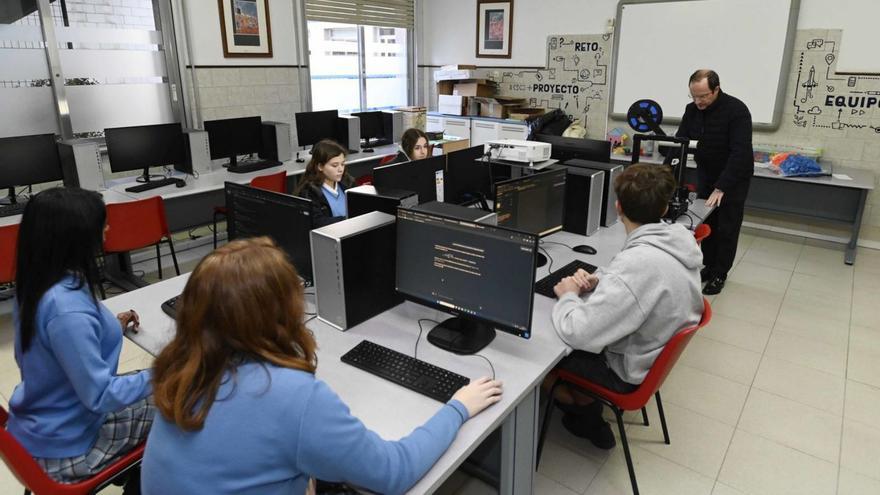 Un clase de
programación
en un colegio
de Vigo.
| Pablo H.