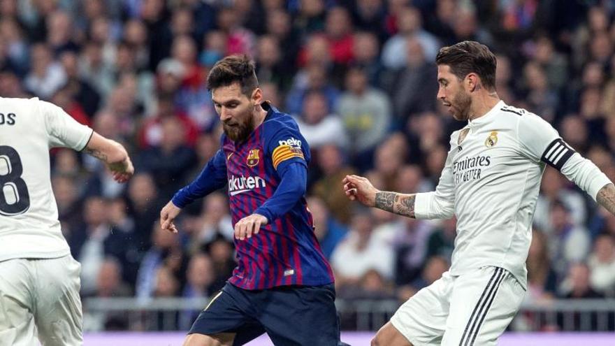 Kroos, Messi i Sergio Ramos, en un anterior Clàssic