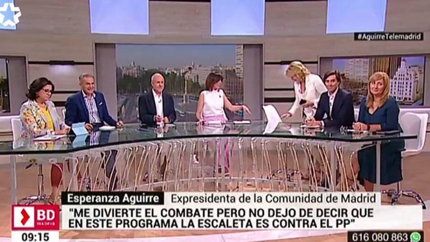 Esperanza Aguirre marchándose de &#039;Buenos días&#039;.