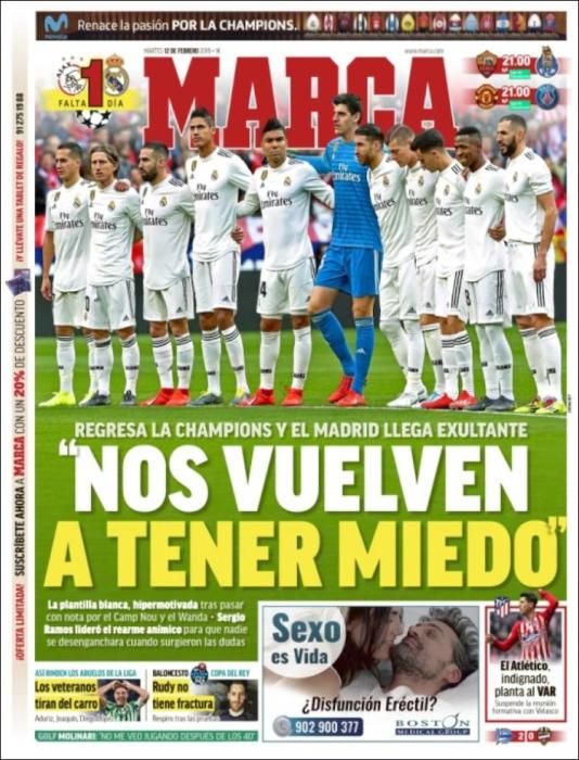 Portada MARCA martes 12 de febrero 2019