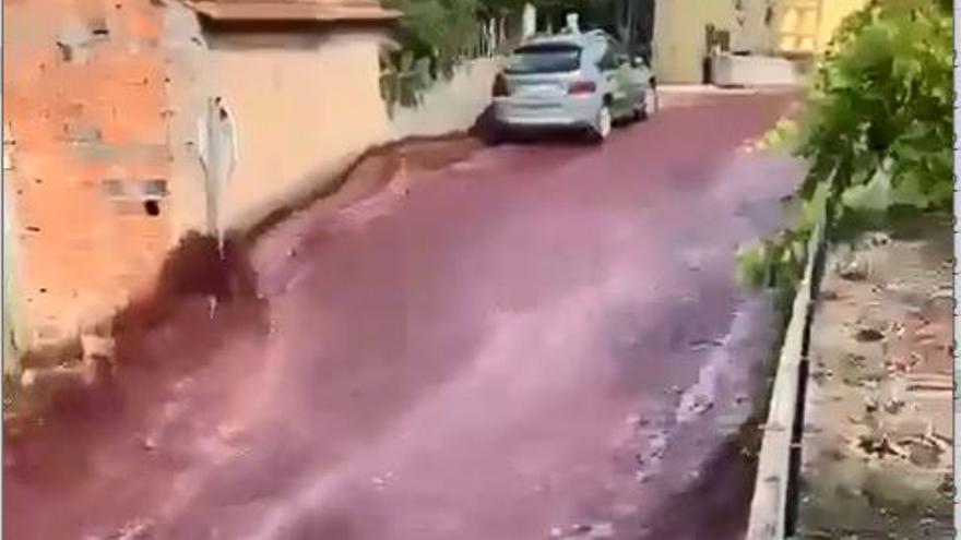 Un riu de vi negre inunda els carrers de la ciutat portuguesa d'Anadia