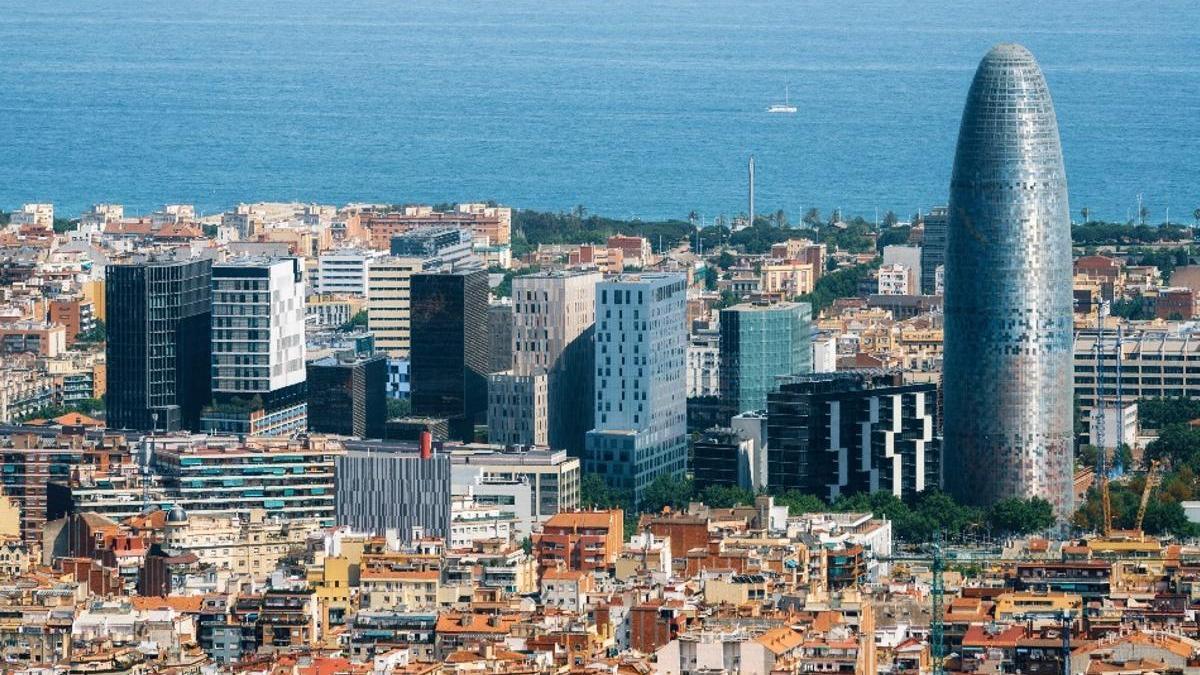 Edificios en el distrito  22@ de Barcelona.Imagen aérea del distrito tecnológico del 22@, en Barcelona.